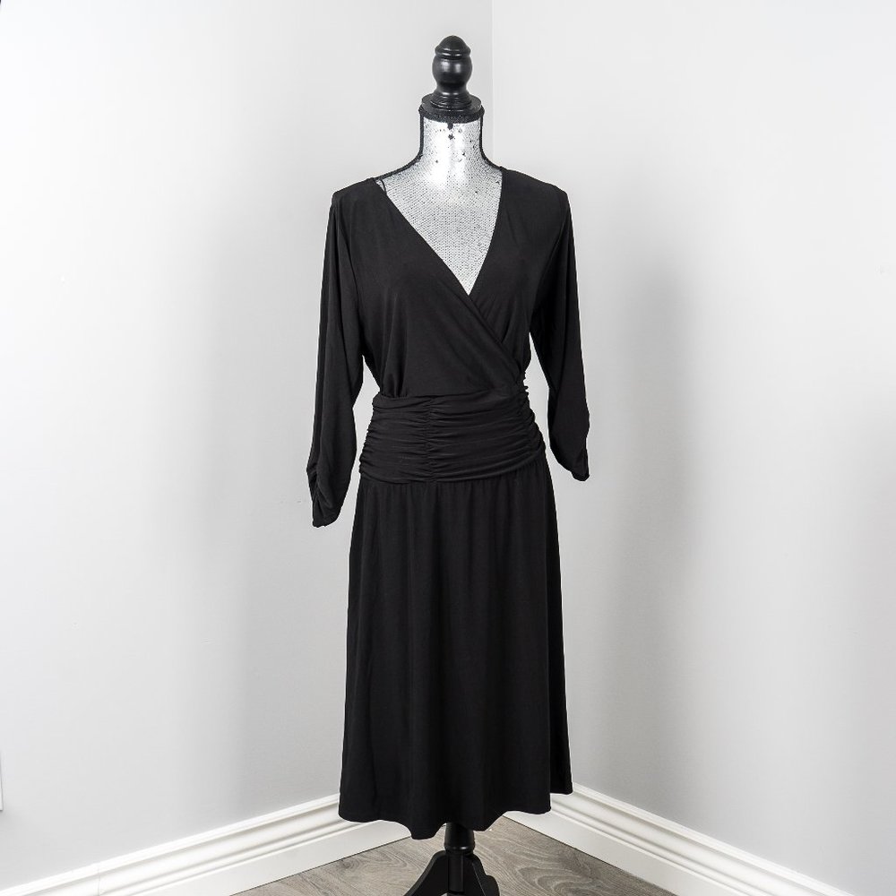 NWT NY Collection Black Ruched Dress 1X